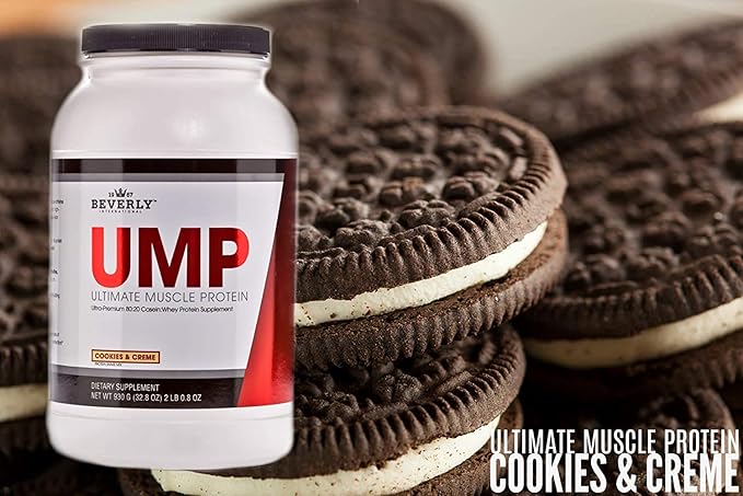 Beverly International UMP Protein Powder Cookies &amp Cream. Unique Whey-Casein Ratio Builds Lean Muscle. Easy to Digest. No Bloat. (32.8 oz) 2lb .8 oz