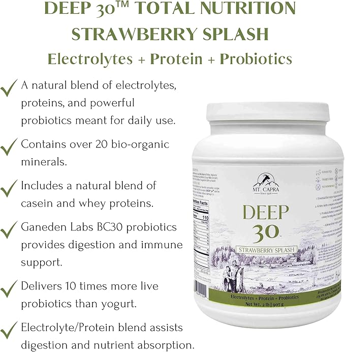 Mt. Capra Deep 30 (Strawberry Splash) Mineral Whey and Clean Minerals with Collagen Peptides