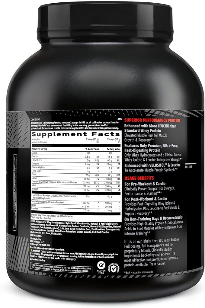 GNC AMP Wheybolic Clinically Proven Protein Powder 40g Whey Protein BCAA Leucine Increases Muscle Strength Muscle Building 3rd Party Tested Gluten Free Fruity Crisps 25 Servings