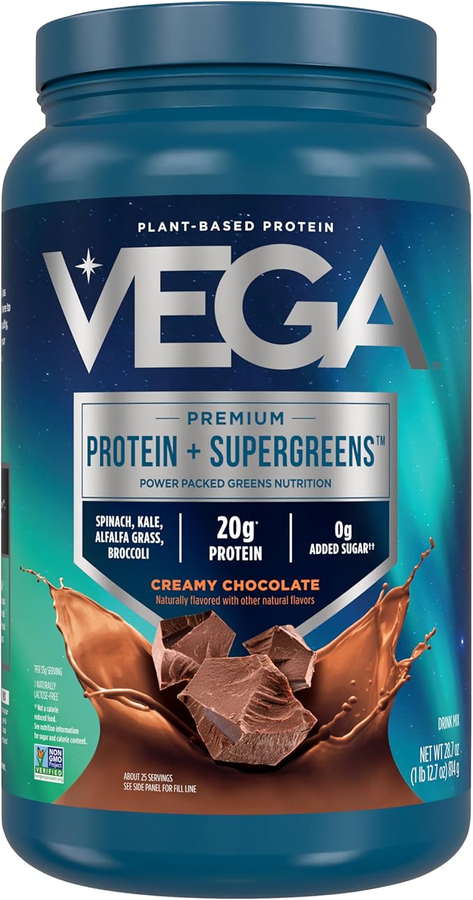 Vega Protein &amp Greens Bundle Chocolate + Vanilla (25 Servings Each) - Plant Based Protein Powder Keto-Friendly Gluten Free Non Dairy Vegan Non Soy Non GMO Lactose Free