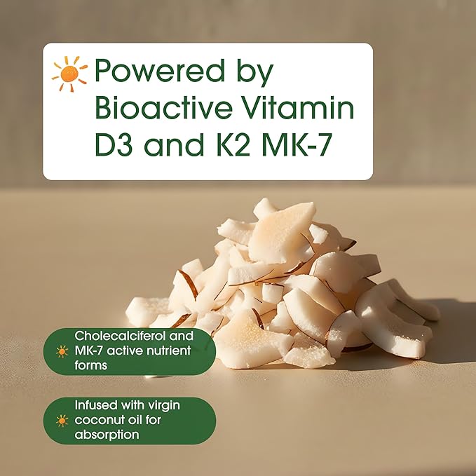 NatureBell Vitamin D3 K2-240 Softgels - 5000 IU Vitamin D3 &amp 100mcg Vitamin K2 MK-7 - with Virgin Coconut Oil - Bone Heart &amp Immune Health Support* - Duo-Ack Formula