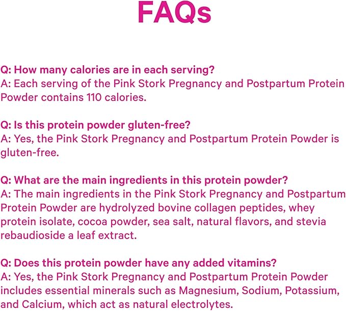 Pink Stork Pregnancy &amp Postpartum Protein Powder for Women 20g Whey &amp Collagen Prenatal &amp Breastfeeding Protein Shake Mix for Energy Recovery &amp Hydration Chocolate 15 Servings