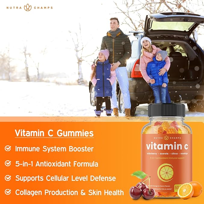 NutraChamps Biotin Gummies and (2-Pack) Vitamin C Gummies Bundle