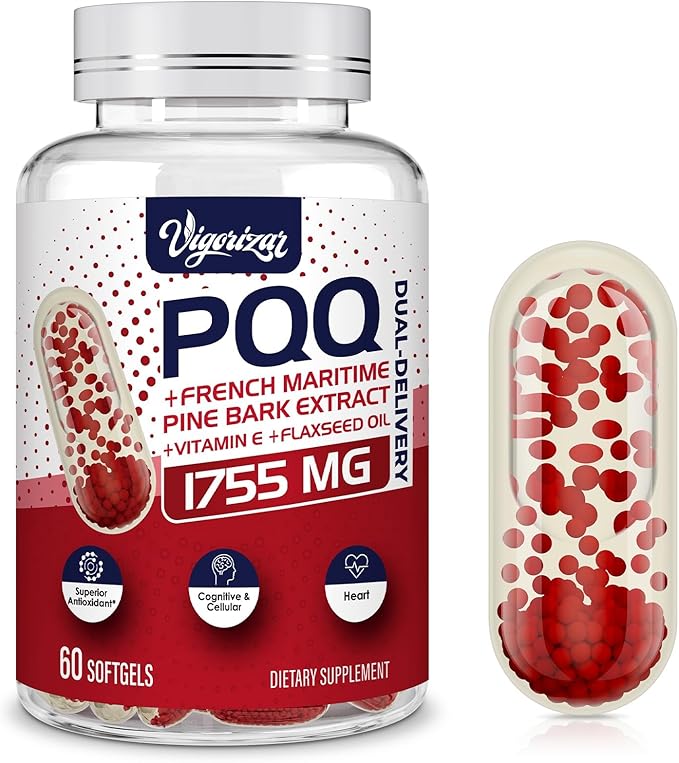 200 mg Pycnogeno with PQQ Premium French Maritime Pine Bark Extract Unique Dual-Delivery for Maximum Absorption Pine Bark Extract for Vascular &amp Heart &amp Joint Function - 60 Vegan Softgels