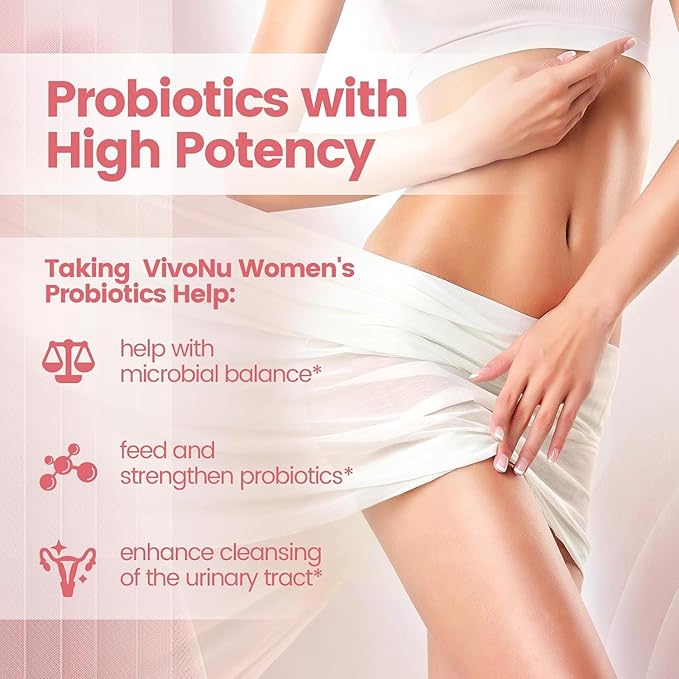 VivoNu Women Probiotic Gummies Feminine Balance Gummies Prebiotic Gummy | Prebiotics &amp Lactobacillus Probiotic Blend Help Women's HealthBoost ImmuneDigestiveGut Promote Healthy Vaginal Odor