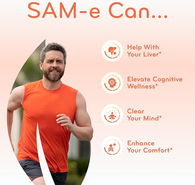 SAM-e 500mg &amp CoQ10 200mg Bundle | Energy Mood and Brain Support Bundle with Bioactive S-Adenosyl-L-Methionine SAM e and Coenzyme Q10 Supplements