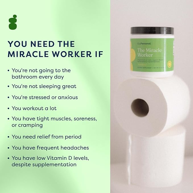 GutPersonal The Gut Fix™ Bundle: The Miracle Worker Magnesium Powder Supplement Strawberry Flavor 30 Servings + The Booster Targeted Probiotic Capsule 60 Servings