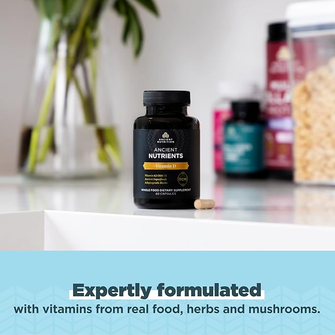 Ancient Nutrition Vitamin D Supplement 5000 IU Vitamin D for Immune Support Made from Bone Broth and Mushroom Extract Supports Healthy Inflammation Paleo and Keto Friendly 60 Capsules