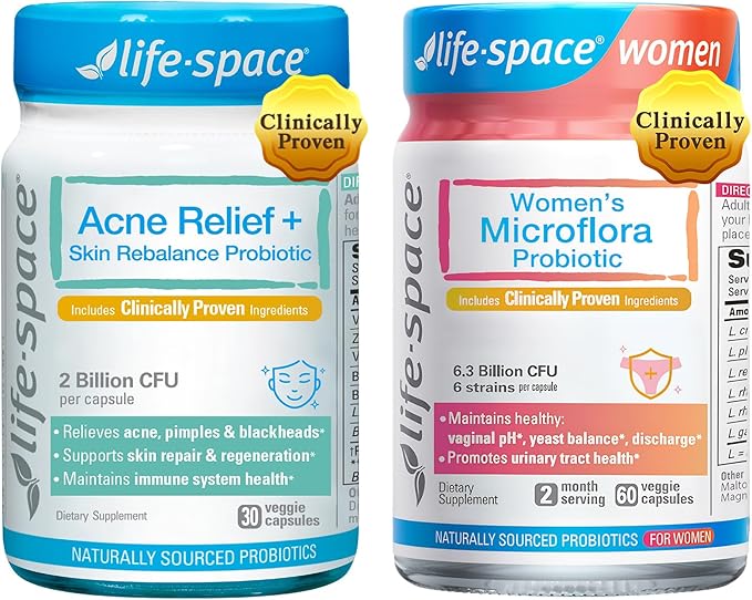 Life-Space - Probiotics for Women + Skin Probiotic Clinically Validated Support Boost Women's Health and Acne Relief + Skin Rebalance + Skin Smoother + Deep Nourishment