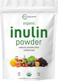 Micro Ingredients Organic Inulin FOS Fiber Powder 2.2 lbs | Quick Water-Soluble Prebiotic | Natural Fiber for Smoothies &amp Drinks | Vegan Friendly Dissolves Clear