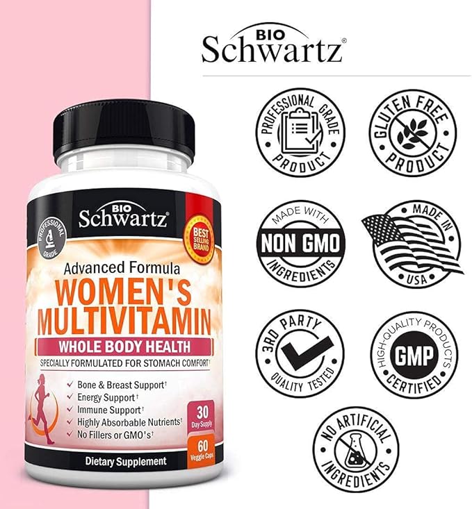 Daily Multivitamin for Women Capsules (1 Month Supply) Plus 65 Billion CFU Daily Probiotic Supplement (1 Month Supply)