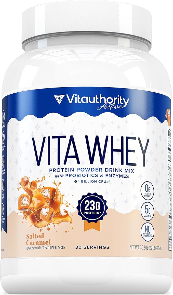 Whey Protein Powder for Women Whey Isolate Probiotics &amp Enzymes Supports Digestion Nutrient Absorption &amp Energy Post-Workout Nutrition Salted Caramel Flavored 30 Servings