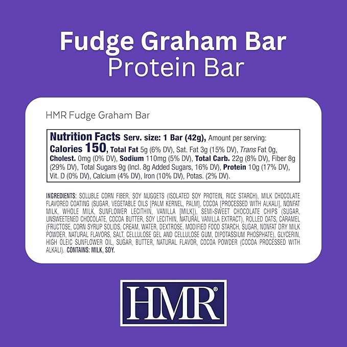 HMR Fudge Graham &amp Iced Oatmeal Protein Bars - Nutritious Low-Calorie Snacks with 10g Protein Each Perfect for Weight Maintenance and Healthy Dessert Options 24 Count Packs
