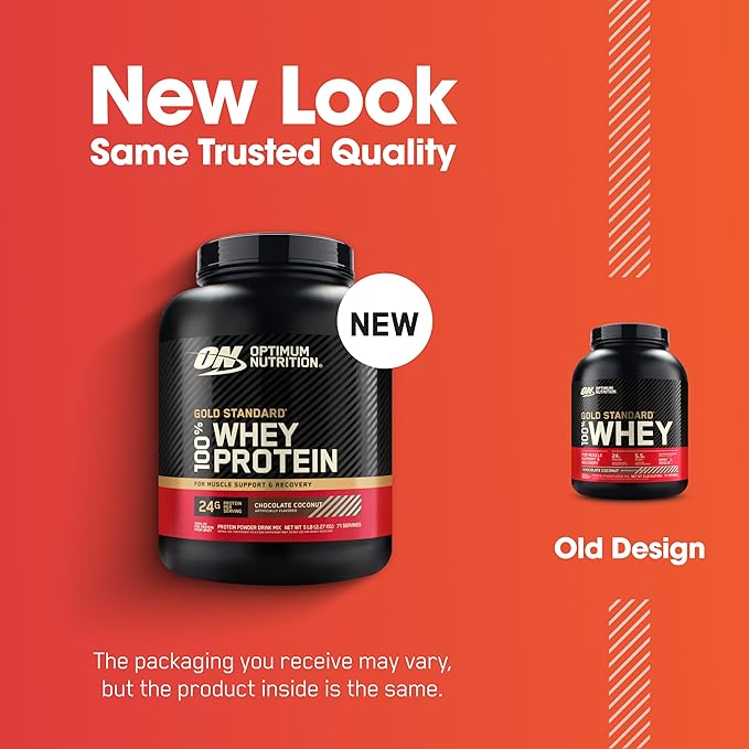 Optimum Nutrition Gold Standard 100% Whey Protein Powder Chocolate Coconut 5 Pound (Packaging May Vary)