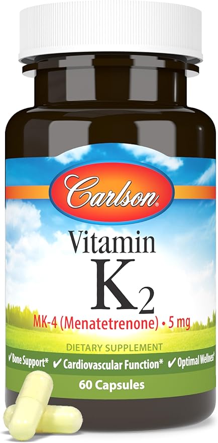 Carlson - Vitamin K2 MK-4 (Menatetrenone) Vitamin K Supplement Bone &amp Heart Health K2 Vitamin Soy-free 60 capsules