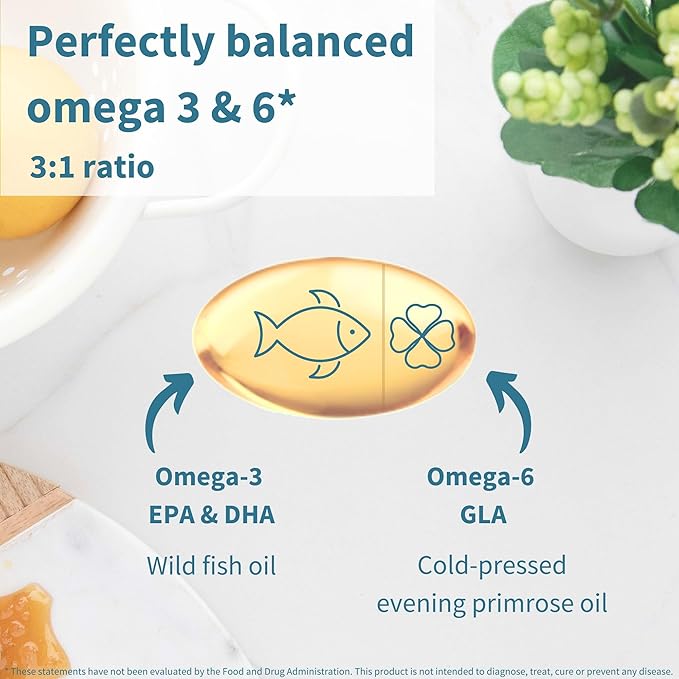 Igennus Pharmepa rtg Omega 3 EPA DHA Fatty Acids 1000mg IFOS Certified High Potency Wild Fish Oil with GLA Evening Primrose Oil Lemon Flavor 60 Softgels