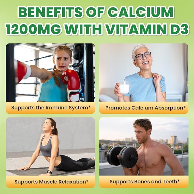 Calcium Citrate Gummies - 1200mg Calcium Gummies Supplements for Women &amp Men with Vitamin D3 K2 Magnesium Zinc High Absorption for Bone Muscle &amp Immune Support Apple &amp Kiwi Flavor 12