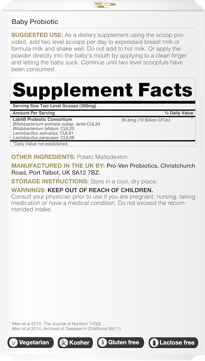 Pro-Ven Probiotics | Baby Probiotic | Powder with Scoop | from Birth to 3 Years of Age | Pure &amp Safe | 10 Billion CFUs | Gut &amp Immune Support | Multi-Strain