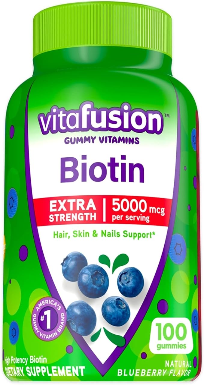 Vitafusion Extra Strength 5000 mcg Biotin and 1000 mcg B12 Gummy Vitamins America's Number 1 Gummy Vitamin Brand 50 and 70 Day Supply