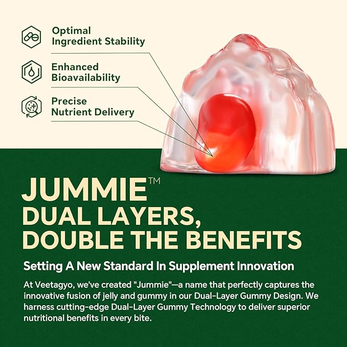 Vegan Omega 3 Gummies 1200mg - Dual Layer - Fish Oil Alternative Marine Algae Omega 3 Supplement DHA 600mg EPA 400mg with AstaxanthinSugar Free60 Cts