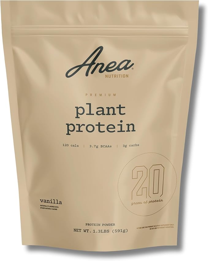 Anea Plant Protein - Vanilla | 20g Vegan Protein | Complete Amino Acids | Dairy-Free Gluten-Free Cholesterol-Free | Smooth Vanilla Flavor | Made in GMP Facility