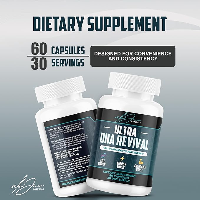 NAD+ Support Supplement | Ultra DNA Revival Formula | Cellular Energy &amp Wellness Support | Premium NMN + Resveratrol Blend | Vegan Capsules | 60 Count