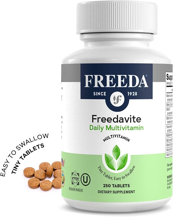 Freedavite Tiny Tablet - Moderate Multivitamin for Men and Women - Pure Vitamin A C D E B1 B2 B6 B12 Biotin Calcium Zinc Iron Magnesium Manganese Copper Selenium Iodine - 250 Count
