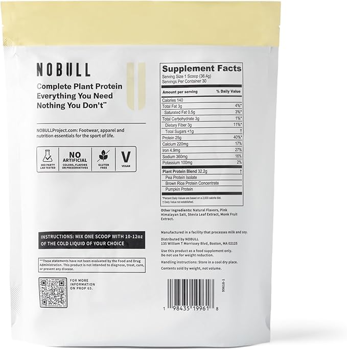 NOBULL Plant-Based Protein | Clean Plant Protein Powder for Muscle Growth Recovery &amp Performance Nutrition Vanilla 30 Servings