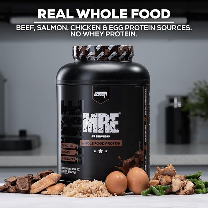 REDCON1 MRE Protein Powder Vanilla Milkshake - Meal Replacement Protein Blend Made with MCT Oil &amp Whole Foods - Protein with Natural Ingredients to Aid in Muscle Recovery (25 Servings)