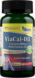 America Medic &amp Science ViaCal-D3 – Calcium 600mg with Vitamin D3 – Supports Bone Strength Muscle Function &amp Mobility – Helps Maintain Healthy Calcium Levels for Overall Wellness – 60 Capsule
