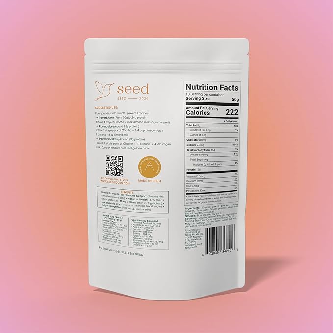 SEED Lucuma Protein Shake – Clean Plant Protein with Andean Chocho | Naturally Sweet Superfood Blend | 20g Protein | Low Sugar High Fiber Smooth &amp Creamy | Real Ingredients No Additives