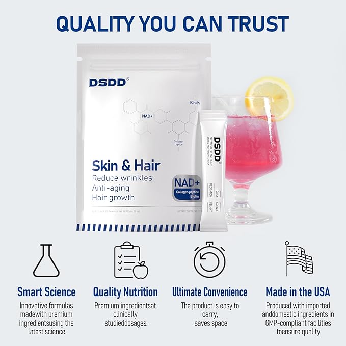 Biotin Supplement for Supports Thicker Fuller Hair Skin &amp Nails Hair Growth Vitamins for Women and Men with 1000mg Biotin 1000mg NAD+ Collagen Sodium Non-GMO 40 Servings