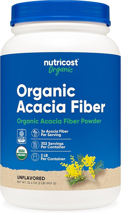Nutricost Organic Acacia Fiber Powder (2 LB) - USDA Certified Organic Non-GMO Gluten Free