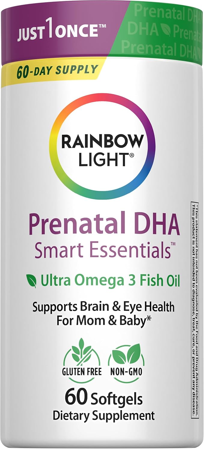 Rainbow Light Prenatal DHA Vitamins for Women | 60 Softgels | Omega 3 Fish Oil (DHA &amp EPA) | Supports Mom &amp Baby’s Health from Conception to Nursing