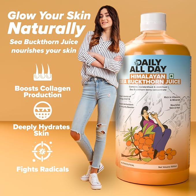Himalayan Sea Buckthorn Juice Berry Pulp Concentrated 16.9 fl oz (500 ml) Supplements Makes up to 30 Glass Rich in Vitamin C Plant Based Vegan Omega 3-6-7-9 Skin Care
