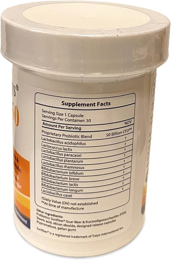 FloraTummys 50 High Potency Adult Probiotic 50 Billion CFU Prebiotics Dairy Free Gluten Free Probiotic Non-GMO Sugar-Free Made in USA