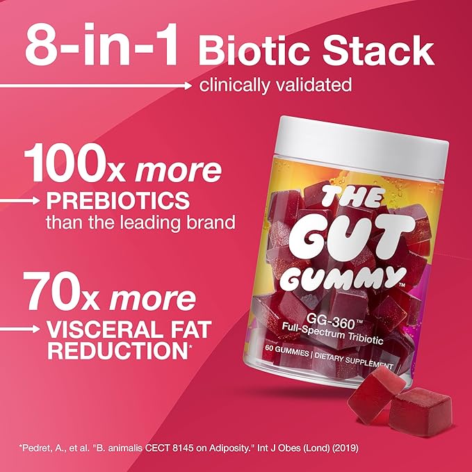 Gut Health for Women &amp Men Pre Post Probiotics Gummies for Digestive Health Constipation Tribiotics for Bloating Immune Support Skin &amp Belly Fat Wellness Tart Cherry – 60 Count