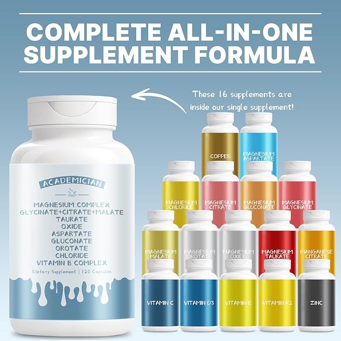 Magnesium Citrate Capsules with Magnesium Citrate Capsules Glycinate Malate Taurate Vitamin B Complex Supplement - 120 Count