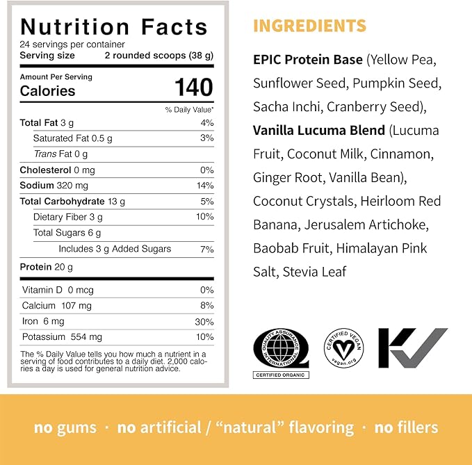 Sprout Living Epic Protein Bundle - Original Chocolate Maca &amp Vanilla Lucuma (20g Organic Plant-Based Protein Powder Vegan Superfoods) | 2lb 24 Servings