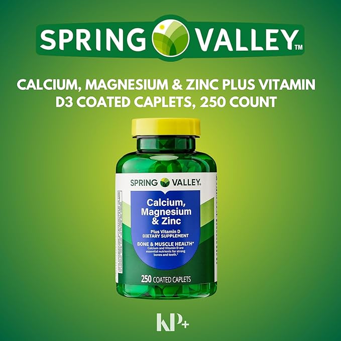 Calcium Magnesium Zinc Plus Vitamin D3 Dietary Supplement 250 Count (Pack of 2)