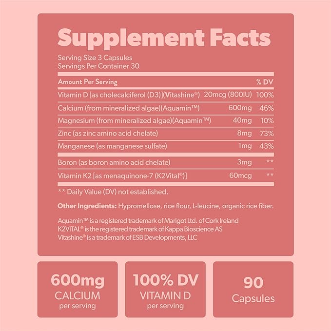 Algae Calcium &amp Vegan Vitamin D3 + K2 Bundle - Calcium Supplement from Red Algae 4000 IU Vitamin D3 and 100mcg Vitamin K2