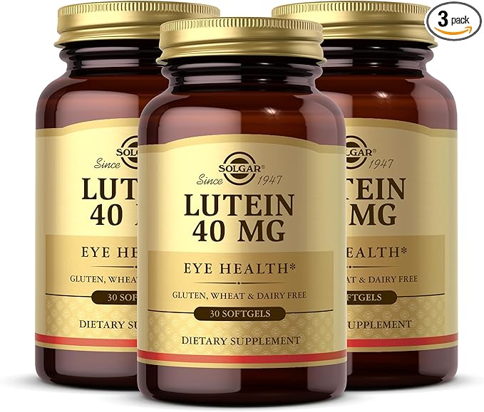 Solgar Lutein 40 mg 30 Softgels (Pack of 3) - Supports Eye Health - Helps Filter Out Blue Light - Contains FloraGLO Lutein - Gluten Free Dairy Free - 90 Total Servings