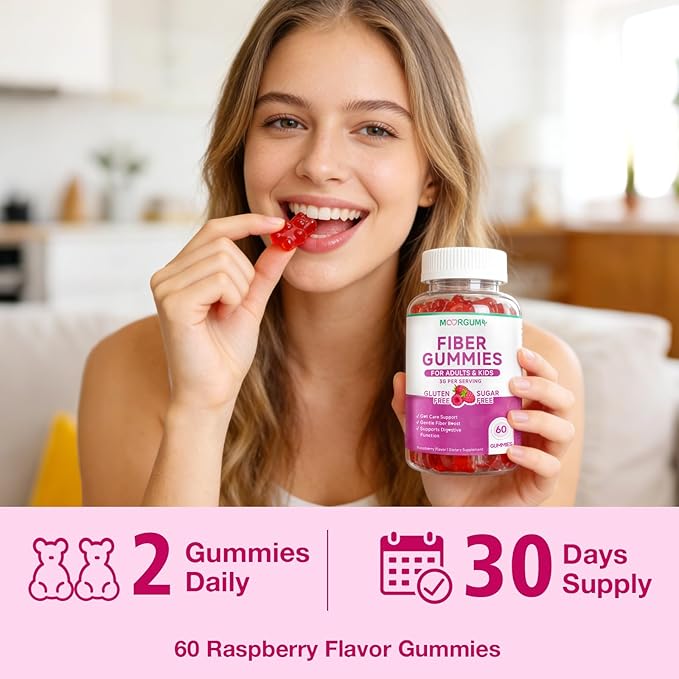 Fiber Gummies for Digestive Health &amp Regularity Sugar-Free High Fiber Supplement for Adults &amp Kids Soluble Dietary Fiber Vegan Fiber Supplements for Men &amp Women 120 Count