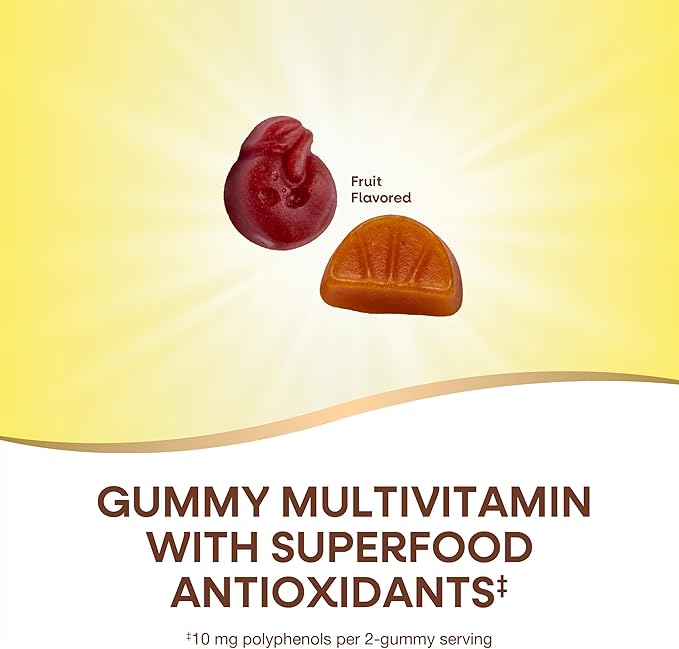 Nature's Way Alive! Men’s 50+ Daily Gummy Multivitamins Supports Healthy Brain Eyes Heart* B-Vitamins Gluten-Free Fruit Flavored 150 Gummies (Packaging May Vary)