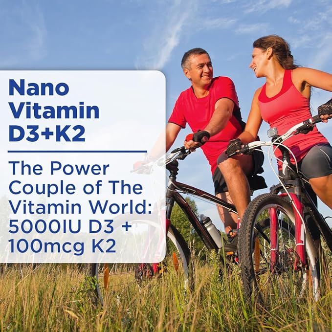 Nanoceutical Solutions Nano Vitamin D3+K2 Nanosized Liquid Particles | Rapid Absorption | 5000 IU Potent Formulation - 1Fl Oz | Non-GMO Gluten Free | Supports Bone Joint Heart &amp Immune Health