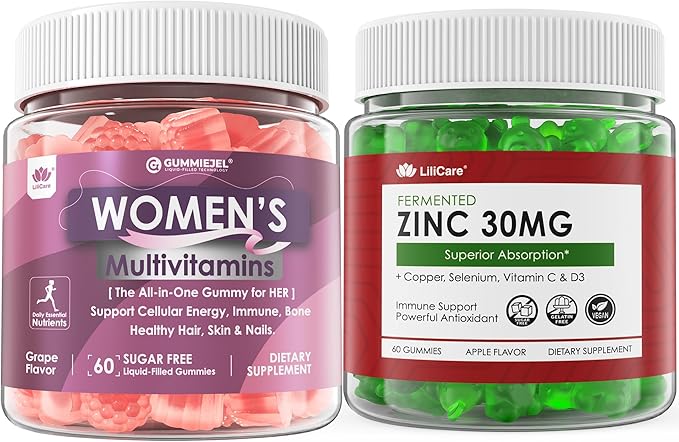 Sugar Free Zinc Gummies 2 Pack + Womens Multivitamin Gummy 1 Pack
