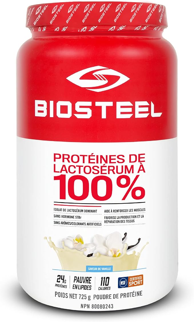 BIOSTEEL Sports Vanilla 100% Whey Protein Powder Supplement rBGH Hormone Free &amp Non-GMO Post Workout Formula 25 Servings 25.5 Ounces Trusted by Pro Athletes NSF for Sport