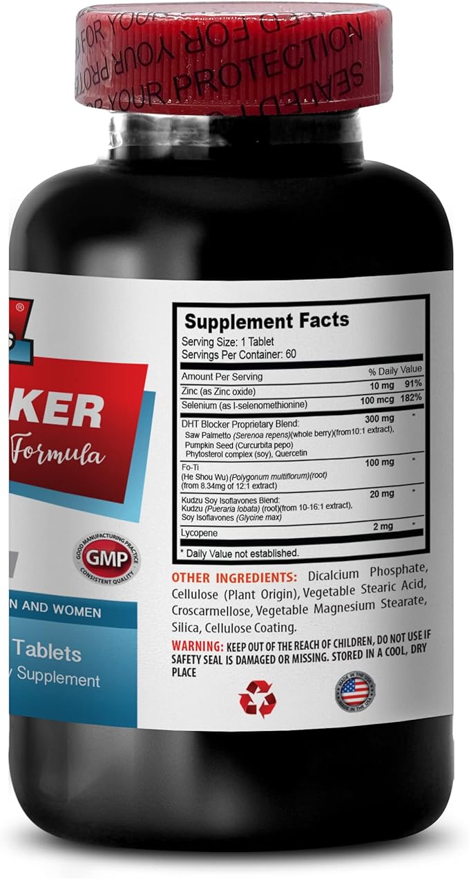 Hair Growth Hair Vitamins Without biotin - DHT Blocker Hair Formula - Support Healthy Hair Growth - he shou wu for Gray Hair Soy isoflavones Supplement kudzu Root Capsules dht Blocker - 2B 120 Cap