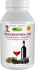ANDREW LESSMAN Resveratrol-200mg - 60 Capsules - Red Wine's Beneficial Naturally Occurring Anti-oxidant Without Alcohol. Additives Free