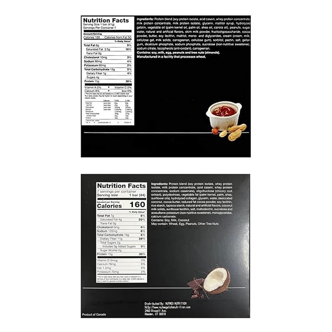 PROTIFIT - Low Calorie Caramel Nut &amp Coconut Protein Bar 2 Pack High Protein 15g Protein Low Carb Low Sugar Ideal Protein Compatible 7 Servings Per Box (2 Pack)
